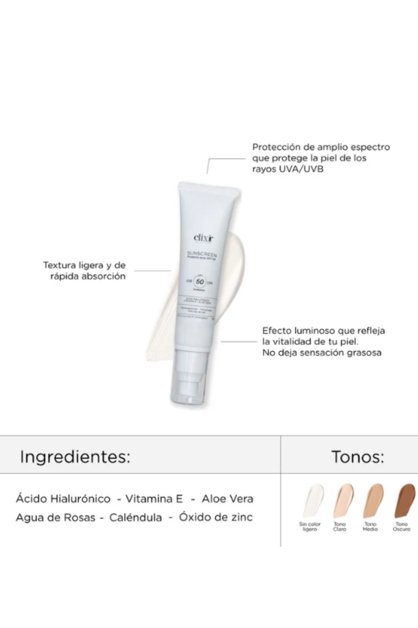 SUNSCREEN PROTECTOR SOLAR SPF 50- Elixir by la maga